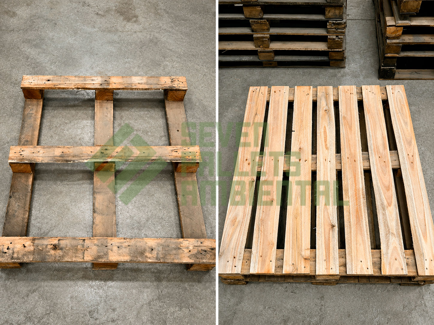 Processo de reforma de pallets na Seven Pallets
